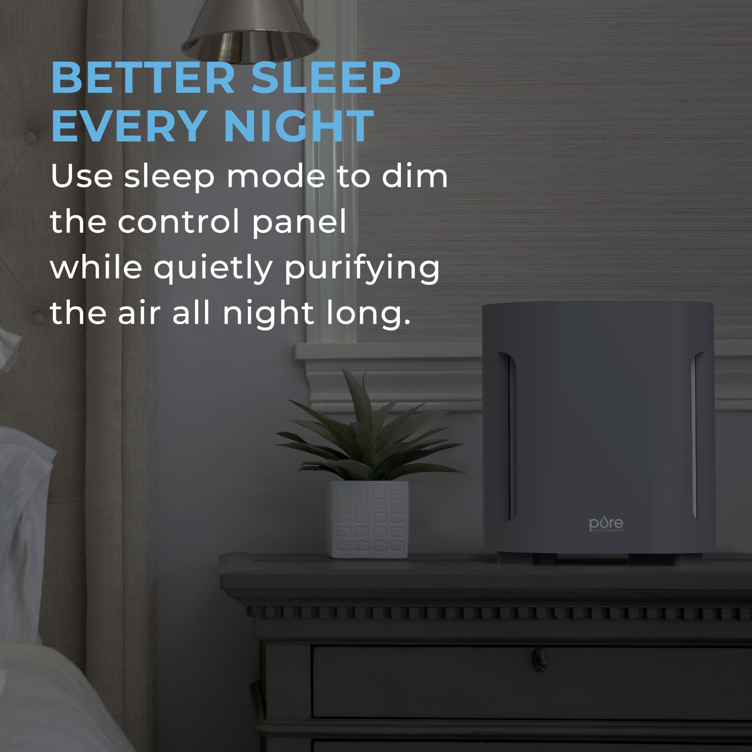 Pure Enrichment PureZone Air Purifier for Bedroom & Living Room, 4-Stage Filtration & UV-C Light, H13 HEPA Filter Helps Remove Bacteria, Pet Hair Dander, Allergens, Germs, Smoke, Dust (Gray)