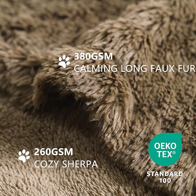 gogobunny Waterproof Dog Blanket for Couch & Furniture Protection - Super Soft Reversible Throw for Large Dogs & Cats, Calming Washable Fur & Sherpa Pet Blanket (60x80 Inch, Stone)