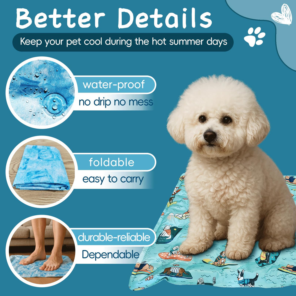 Cooling Pad for Large Dog,Instant Pet Cool Mat,Comfortable Cool Pet Mat for Cat.Portable Dog Bed for Summer. Suitable for Outdoor Summer Crate Pad.Long Time Cooling.Animal(Size-L 19.7 * 23.6in)