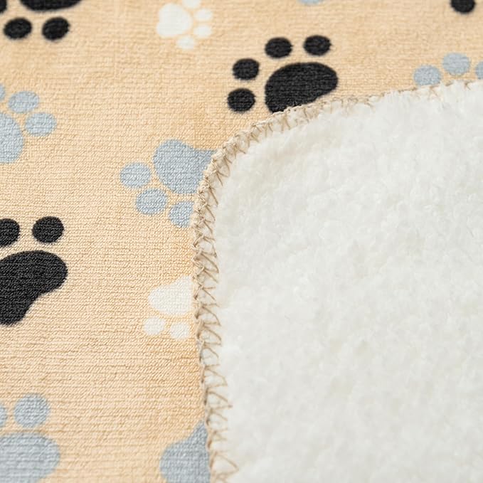 AIWEK Dog Blankets Waterproof Pet Blanket Paw Printing Super Soft Warm Fluffy Facecloth Sofa Car Bed Protector, Urine Proof Washable for Puppy Large Dogs & Cats 50"*60" Beige