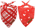 Realeaf Valentine's Day Dog Bandanas 2 Pack, Reversible Red Plaid Heart Dog Scarf for Boy and Girl, Premium Durable Fabric, Holiday Love Bandana for Large and Extra Large Dogs Pets (X-Large)
