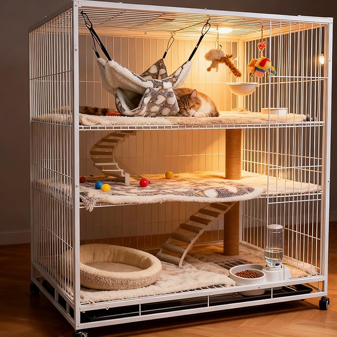 OINEEDU Guinea Pig Ferret Hammock for Cage - Machine Washable Double-Decker Hanging Bed - Fits Sugar Glider,Fancy Rat,Hamster,Gerbil - 13.3" x 13.3" - Love Coffee Pattern