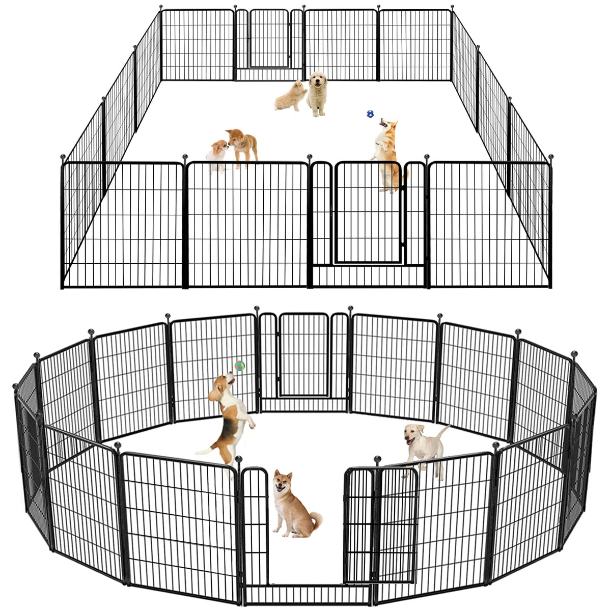Jhsomdr Dog Playpen 32 inch 30 Panels Indoor Outdoor Dog Pen for Medium/Small Dogs Heavy Duty Metal Dog Fence Outdoor for Yard, Puppy Playpen with Door Portable Pet Fence for RV Camping Yard