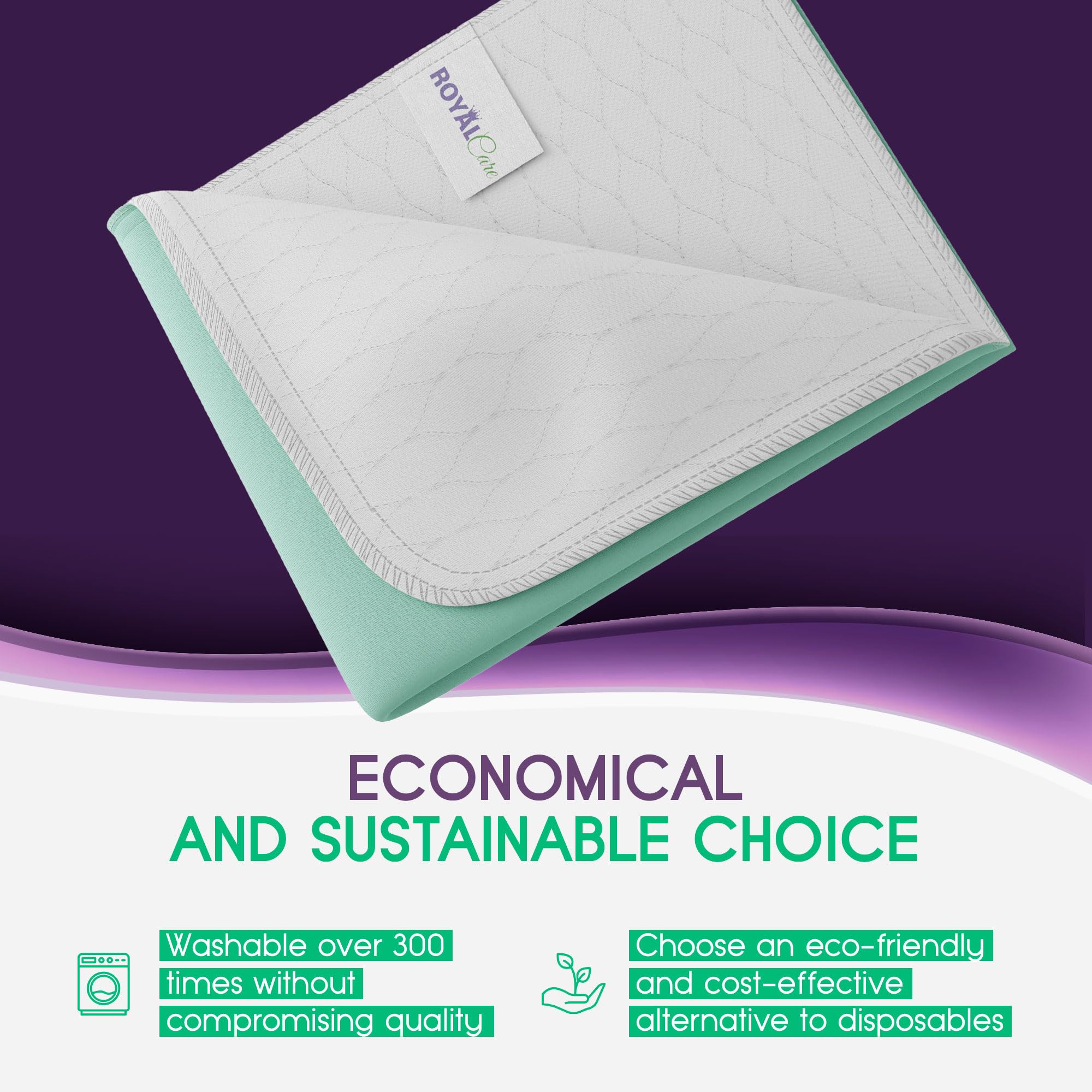 Incontinence Bed Pads - Big Size - Reusable Waterproof Underpad Chair, Sofa and Mattress Protectors - Highly Absorbent, Machine Washable - for Children, Pets and Seniors (36x72 (Pack of 1), Green)