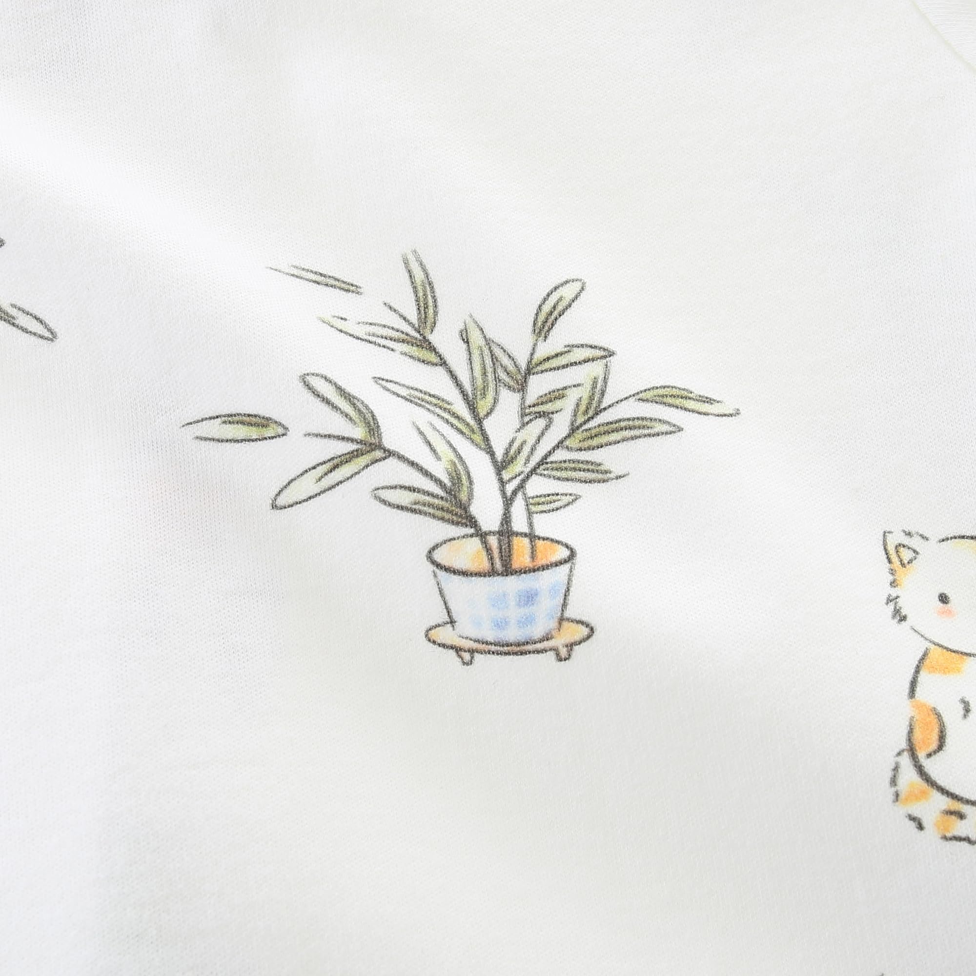 Baby Cotton Romper Boys Girls 2 Way Zip Up Long Sleeve Onesie Infant Outfits 3-6 Months Plant and Cat