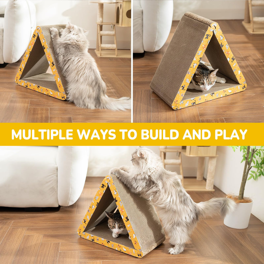 Cat Scratcher, Cat Scratching Board - Foldable Triangle 6-Sided Cardboard