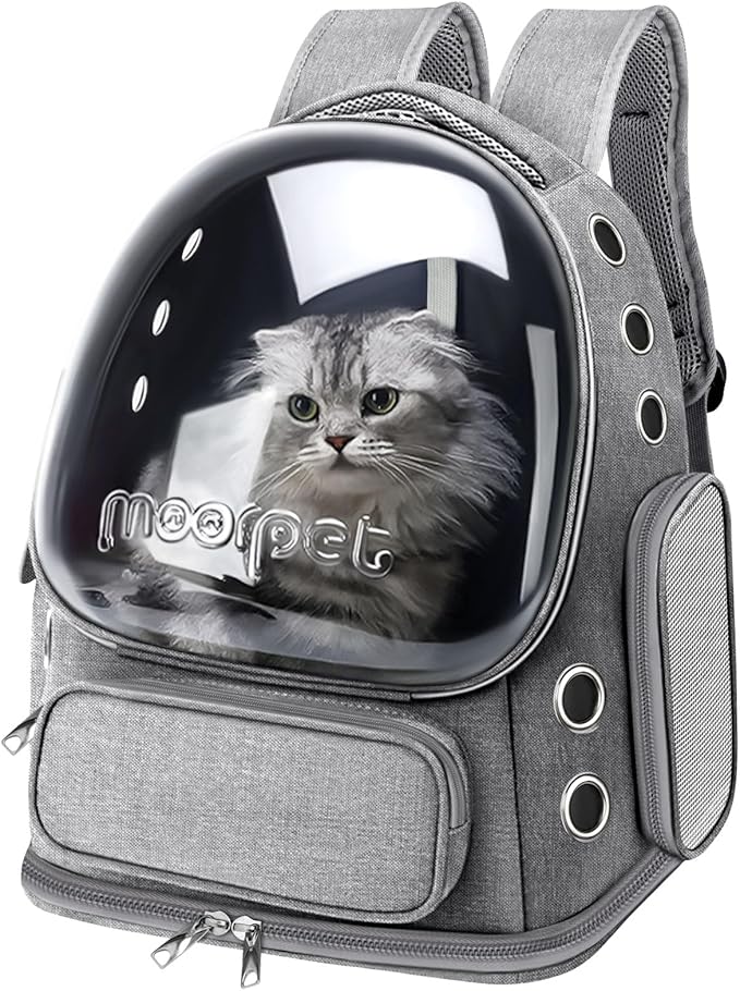 Cat Backpack Carrier, Breathable Cat Bubble Backpack Large Space Cat Carrier Backpack for Kitty Small Dog, Foldable Airline Approved Cat Backpack, Transparent Pet Travel Backpack Up to 20 lbs (Blue)