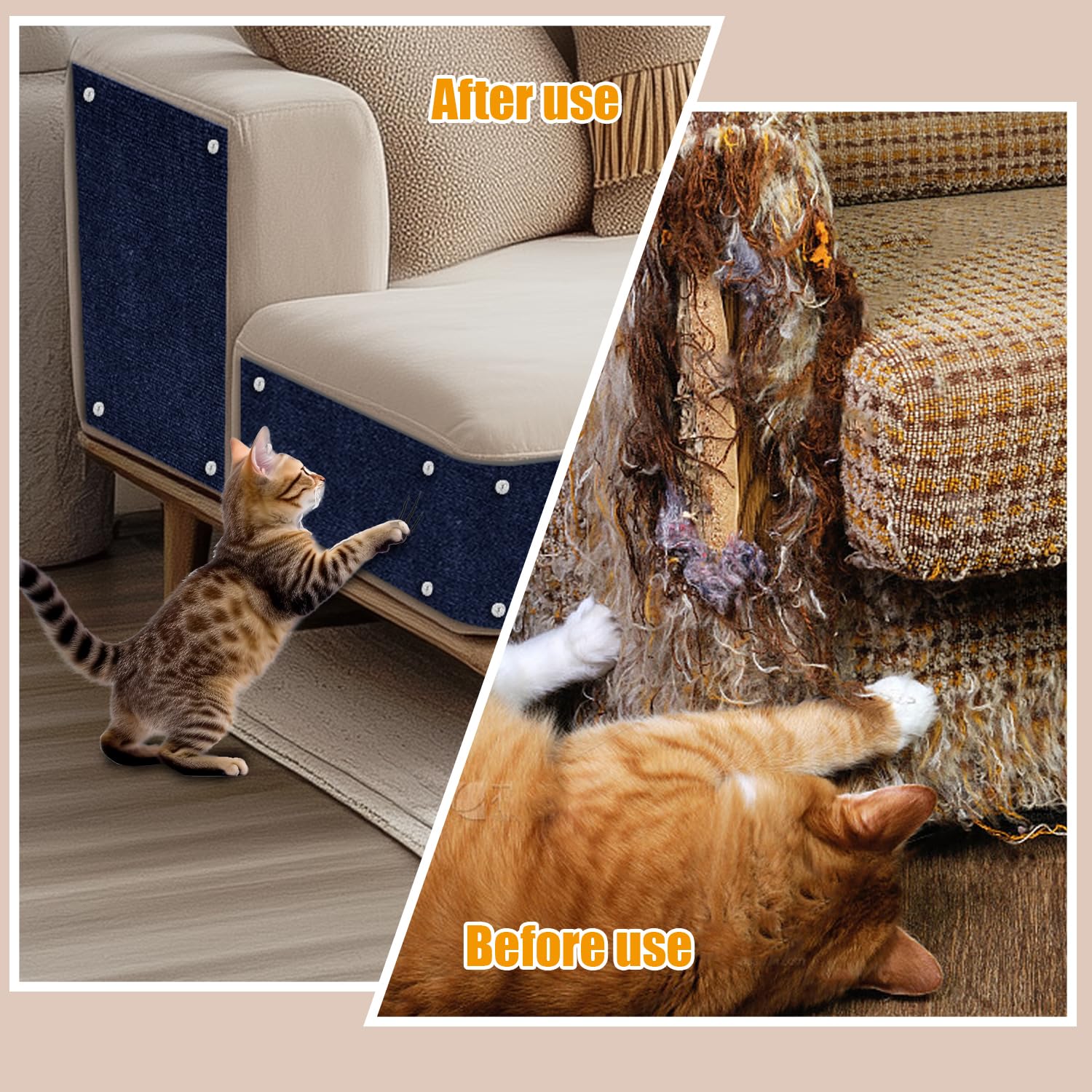 Cat Scratch Mat,118.5"x17.4" Trimmable Self-Adhesive Cat Scratch Furniture Protector, Sticky Cat Scratcher Wall Mat, Covering Cats Tower, Couch Protector from Cats Claws (Dark Blue)