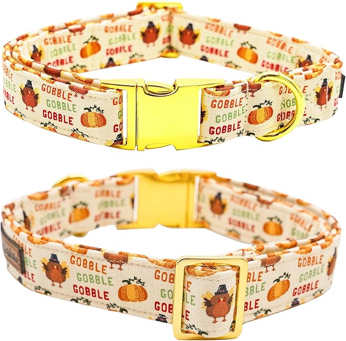 Dog Collar, Thanksgiving Turkey Pet Collar Bow Holiday Girl Boy Bow Puppy Collar Adjustable Dog Collars for Medium Dogs
