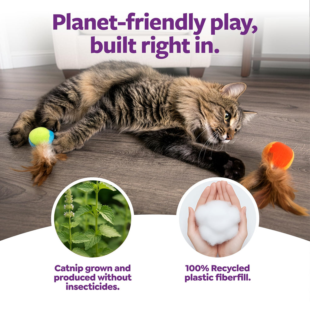 SmartyKat Flutter Balls Catnip Plush and Feather Cat Toys, Erratic Motion for Batting & Pouncing Fun for Cats & Kittens, Set of 2