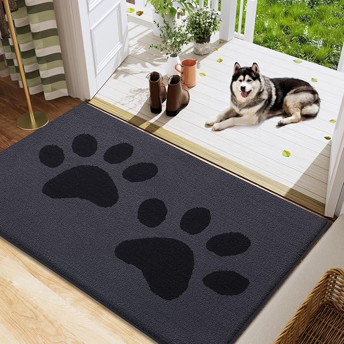 Buganda Dog Door Mat for Muddy Paws 47x24, Absorbent Doormat for Inside — 48.0"l X 30.0"w X 0.6"th