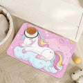 Cute Unicorn Dog Food Mat for Floors,Cloudy Pink Stars Absorbent Pet Food and Water Bowl Mats,Non-Slip Pet Feeding Mat,Pet Supplies 12" x 20"