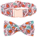 Bobo Rainbow Football & Flower Print Dog Collar with Bow for X-Large Dogs