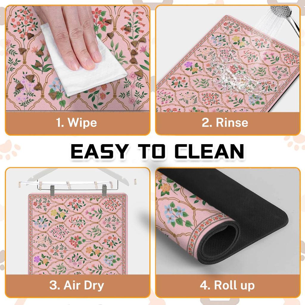 Absorbent Pet Dog Bowl Mat for Food and Water, Pet Cat Food Feeding Mat with Non Slip Rubber Backing, Dog Food Mats for Floors Waterproof, 24"x32"