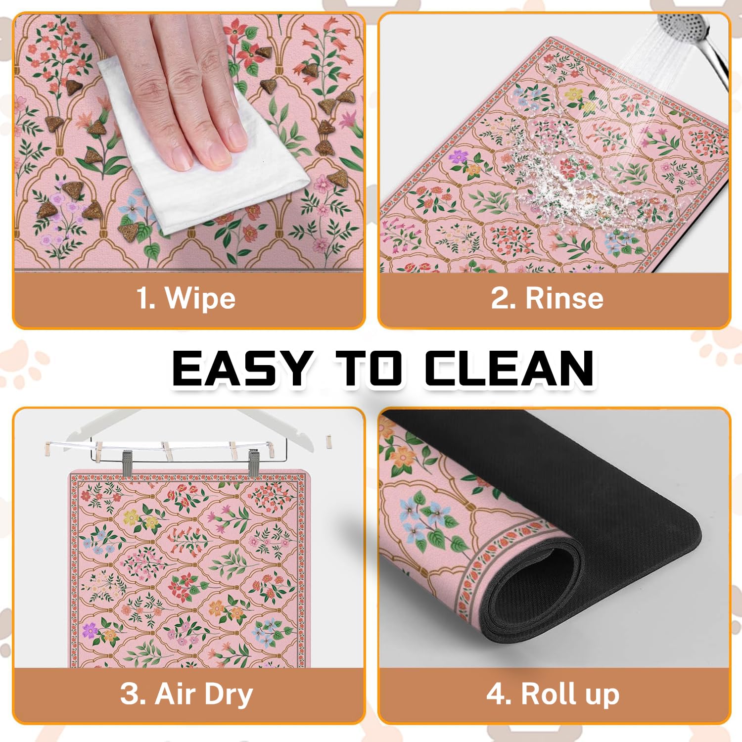 Absorbent Pet Dog Bowl Mat for Food and Water, Pet Cat Food Feeding Mat with Non Slip Rubber Backing, Dog Food Mats for Floors Waterproof, 24"x32"