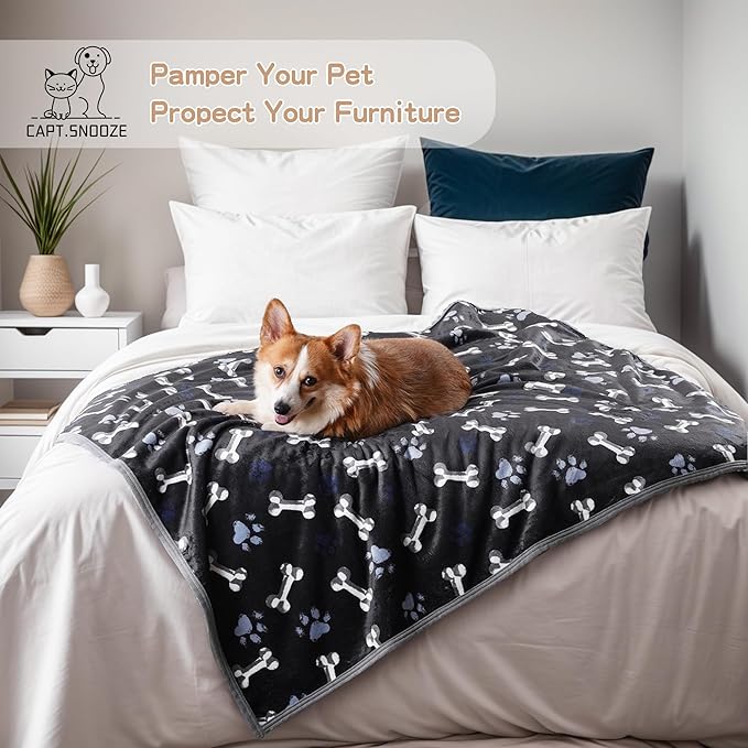 CAPT.SNOOZE Washable Waterproof Dog Blankets for Large Dogs 60"x80"