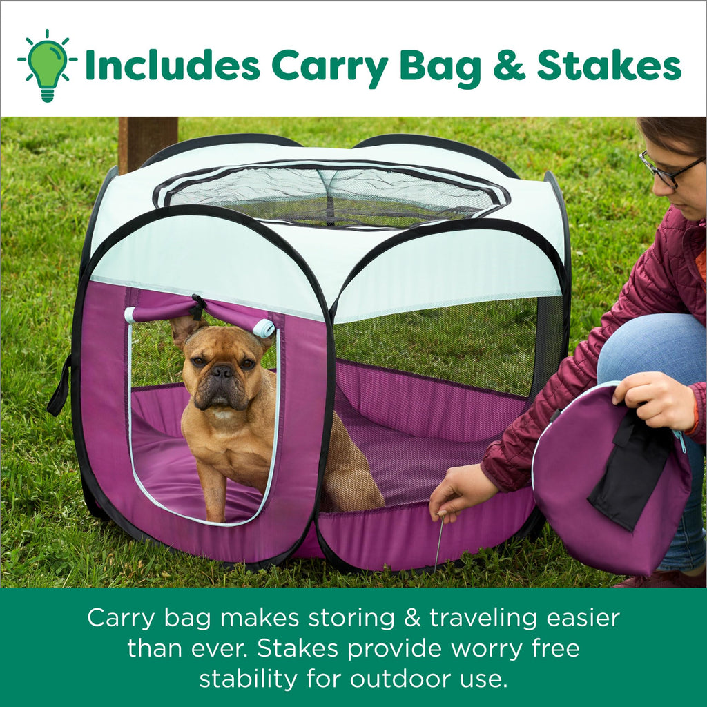 Furhaven Portable Dog Playpen Cat Tent, Pet Playground,Kennel Foldable Indoor Outdoor Zippered Puppy Crate - Navy, Medium