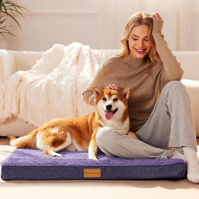Patas Lague Orthopedic Large Dog Bed Washable Pet Sofa Mat 56''X40''Purple