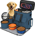Modoker Dog Travel Organizer Carriers for Supplies & Accessories, Airline Approved Cat Pet Travel Bag, 2 Collapsible Bowls, 2 Travel Dog Food Container