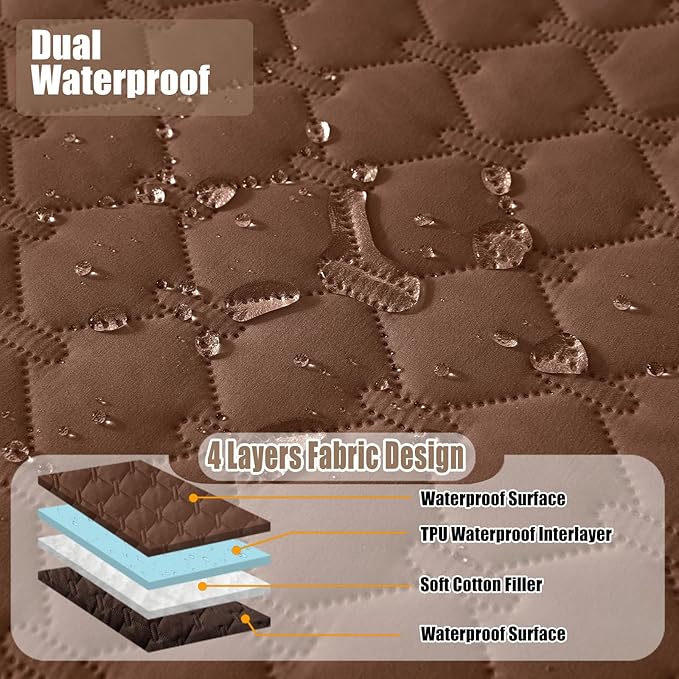 Smiry Waterproof Dog Bed Cover Blanket, Soft Reversible Pet Blanket, Washable Leakproof Cats Dogs Couch Cover for Sofa, Couch, Furniture (40x50 Inch, Brown/Chocolate)