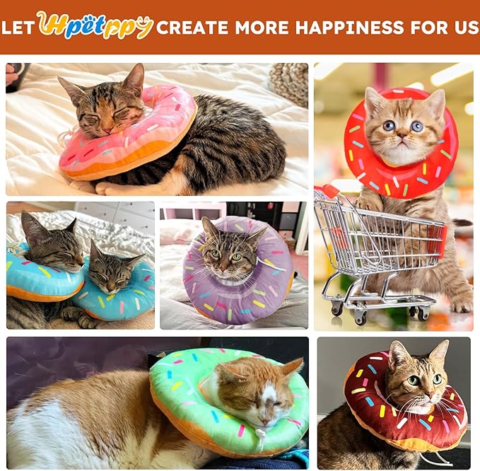 Hpetppy Cat Cone Collar Soft, Cat Recovery Collar for Wound Healing Cute Donut Adjustable Kitten Cones to Stop Licking Comfortable Lightweight Neck Elizabethan Collars for Cats Kittens After Surgery