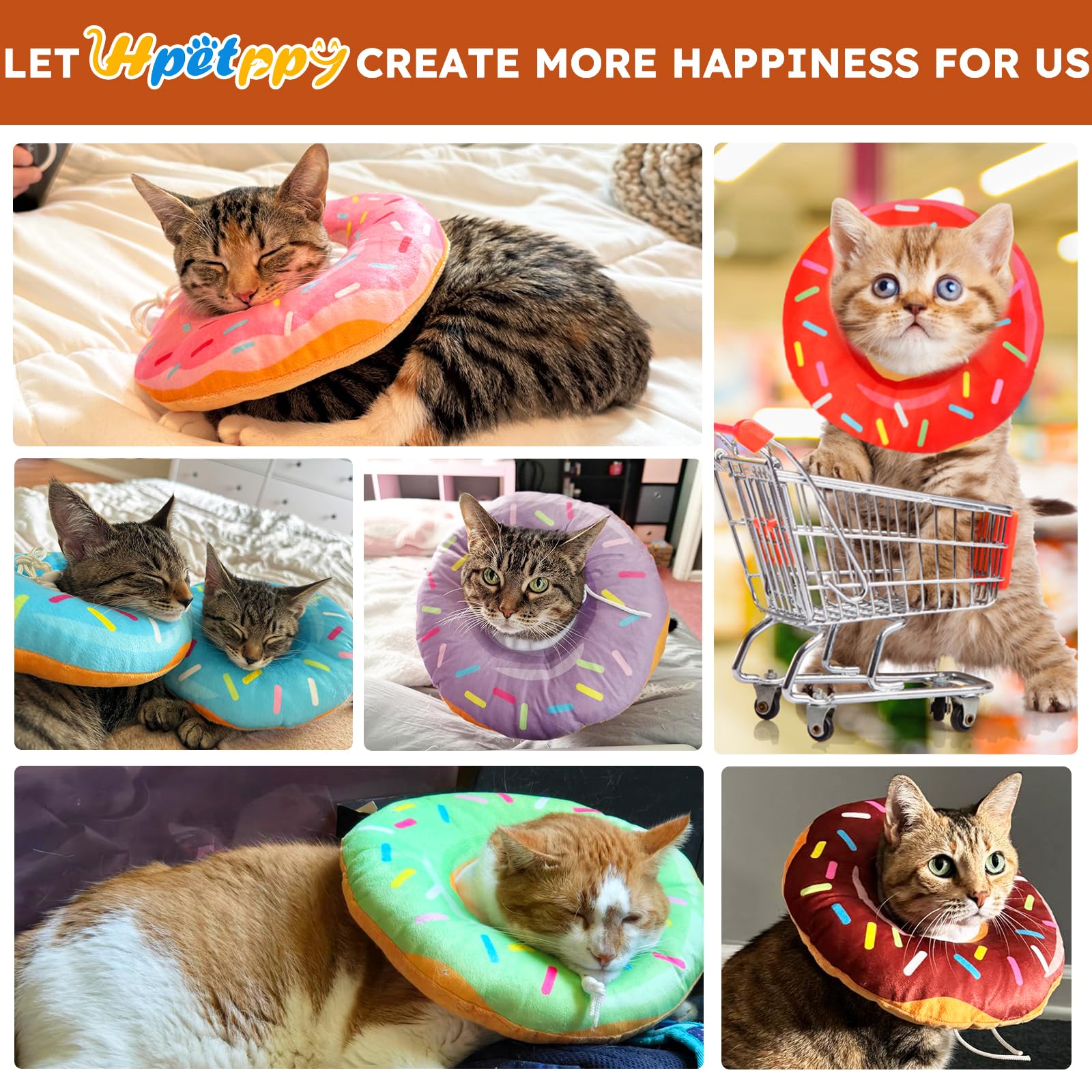 Hpetppy Cat Cone Collar Soft, Cat Recovery Collar for Wound Healing Cute Donut Adjustable Kitten Cones to Stop Licking Comfortable Lightweight Neck Elizabethan Collars for Cats Kittens After Surgery