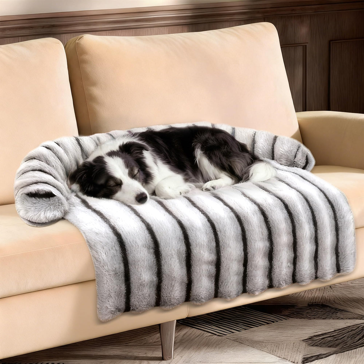 WATANIYA PET Large Dog Couch Bed, Fluffy Washable Couch Protector for Dogs with Removable Cover, Non-Slip Dog Sofa Bed, 45x37 Inch, Brown