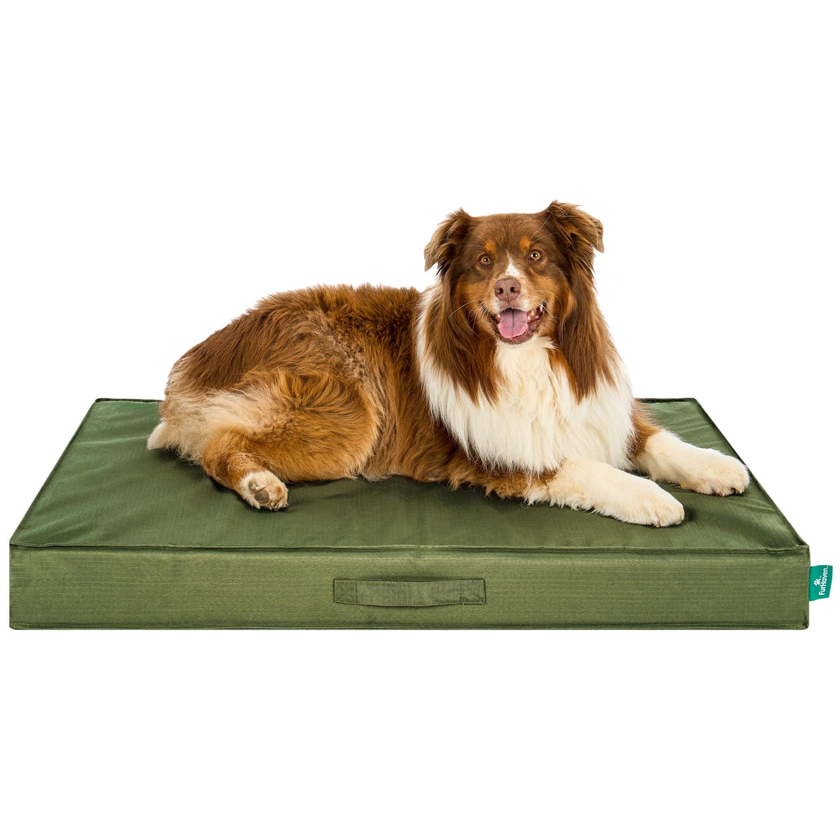 Furhaven Water-Resistant Cooling Gel Dog Bed for Large/Medium Dogs w/ Removable Washable Cover, For Dogs Up to 55 lbs - Indoor/Outdoor Logo Print Oxford Polycanvas Mattress - Forest, Large