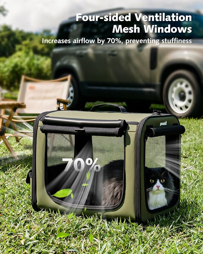 Dog Car Carrier Light Weight 19.7×16.9×14.8in, Foldable Dog Carrier, Green