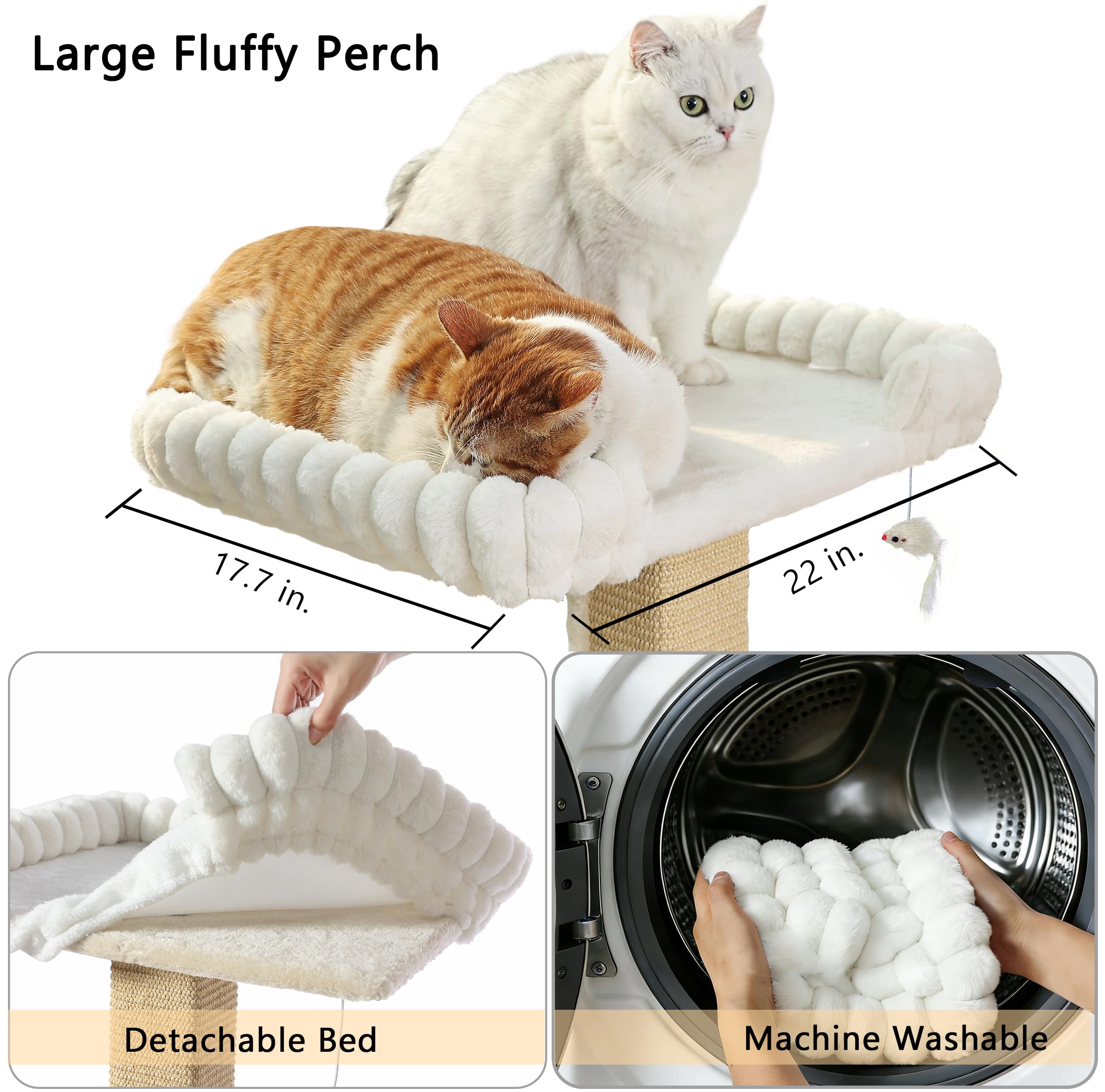 Cat Scratching Post with Large Window Perch, 47-Inch Tall Sisal Cat Tree
