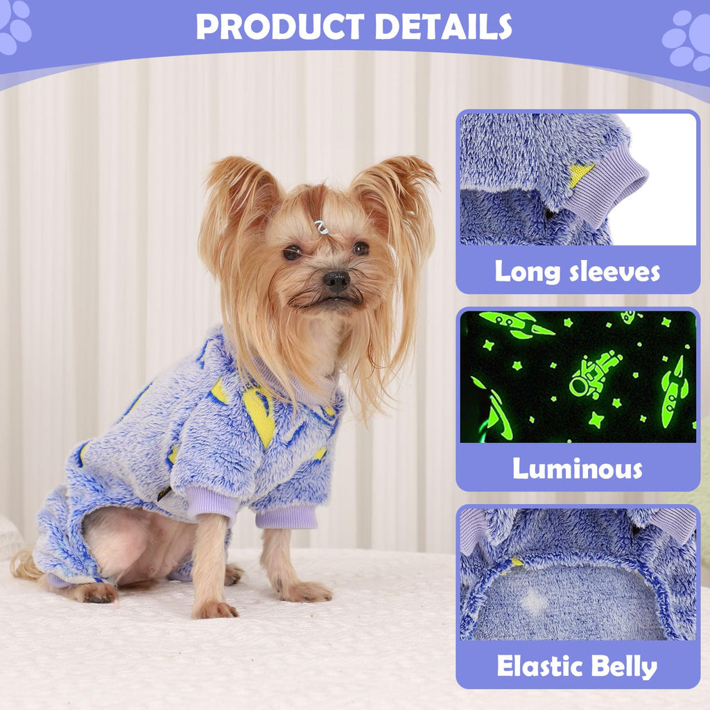 Dog Sweaters Small Girl Warm Fleece Pajamas, Cute Extra Small Dog Clothes, 4 Legs Puppy Jumpsuit Pjs Soft Stretchy Doggie Onesies Pet Outfit Apparel for Chihuahua Yorkie, Navy Blue, XXXS