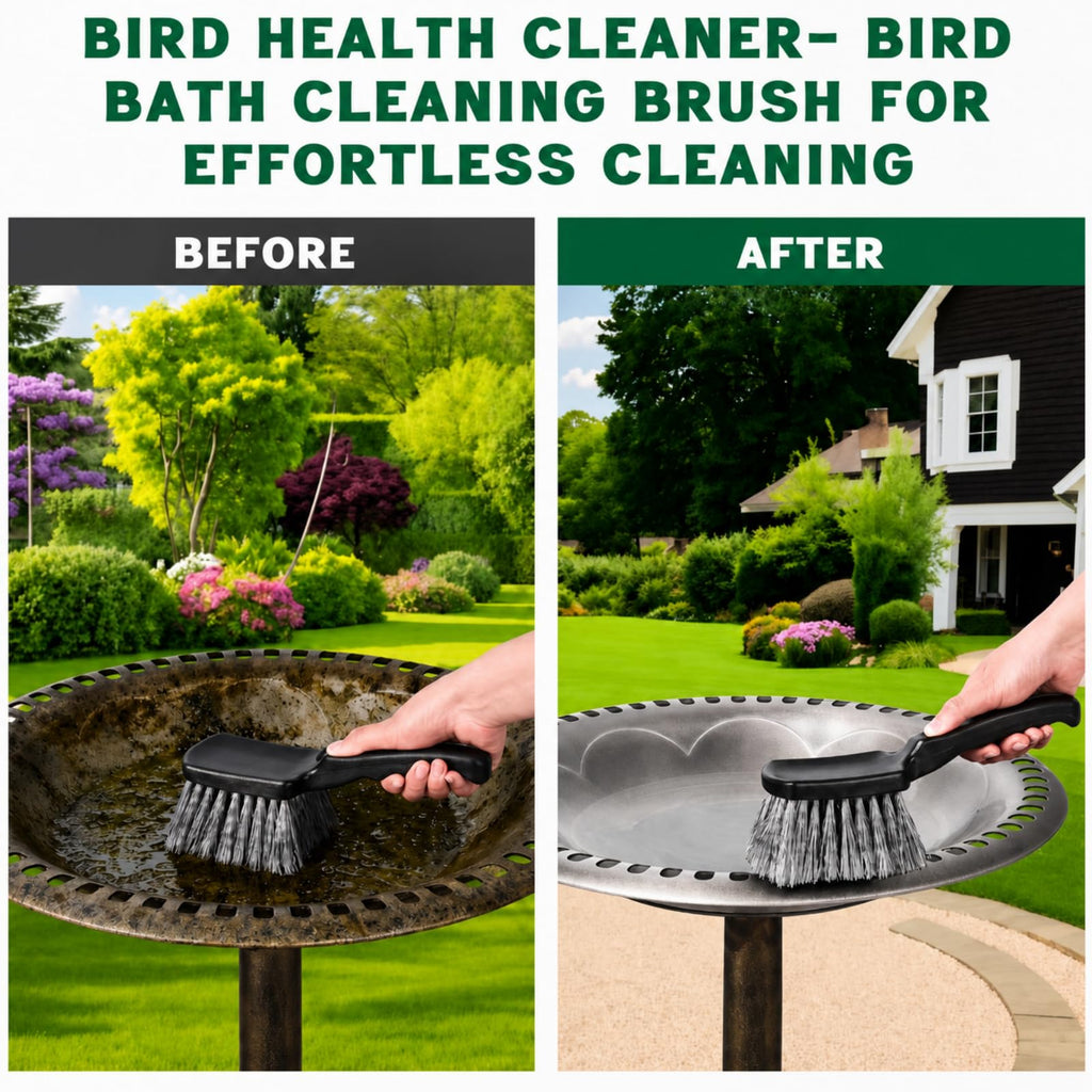 Brush for Bird Baths, Bird Bath Cleaner with Ergonomic Handle and PVC Bristles, Gentle Yet Effective Cleaning for Wigglers, Feeders, Hook Design 1 Pack