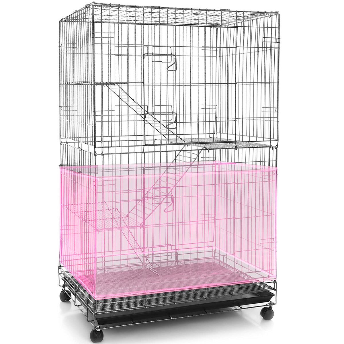 Shappy Bird Cage Seed Catcher Net, 118 x 15 Inch/ 300 x 37 cm, Light Pink