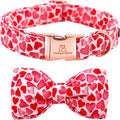 Lionheart glory Dog Bow Collar Valentine's Day Dog Collar for Large Dogs, Hearts Dog Collar with Bowtie Spring Dog Collar Pet Collar Bows