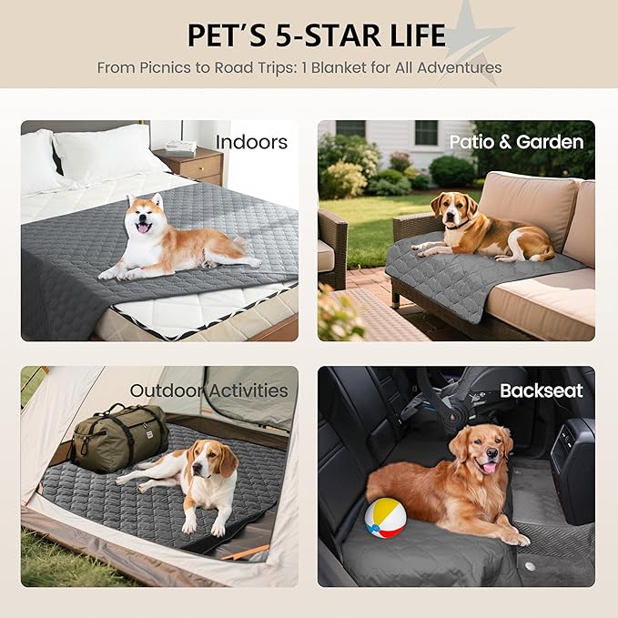 gogobunny 3X Stronger Waterproof Pet Blanket, Scratch Proof Furniture Protector for Dogs Cats, Reversible Cover 30x90 Inch, Dark Grey