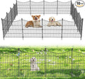 10 Panels No Dig Dog Fence Outdoor for Yard, 24 in(H) X 20 ft(L) Decorative Tall Garden Fence Animal Barrier, Rustproof Metal Wire Garden Edging and Borders, Temporary Fencing Stakes
