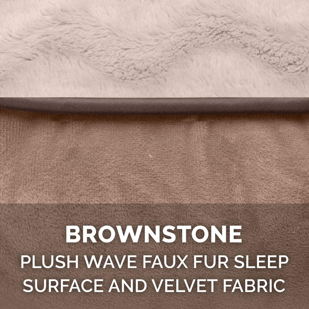 Furhaven Memory Foam Dog Bed for Medium/Small Dogs w/ Removable Bolsters & Washable Cover, For Dogs Up to 35 lbs - Plush & Velvet Waves Perfect Comfort Sofa - Brownstone, Medium