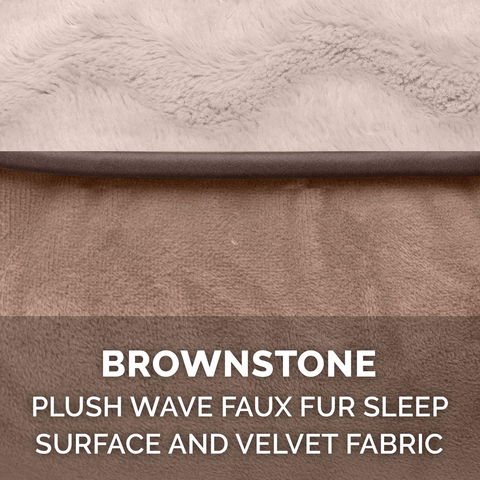Furhaven Memory Foam Dog Bed for Medium/Small Dogs w/ Removable Bolsters & Washable Cover, For Dogs Up to 35 lbs - Plush & Velvet Waves Perfect Comfort Sofa - Brownstone, Medium