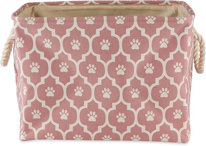 Bone Dry 6192 Pet Storage Collection Lattice Paw Print, Medium Rectangle, Rose