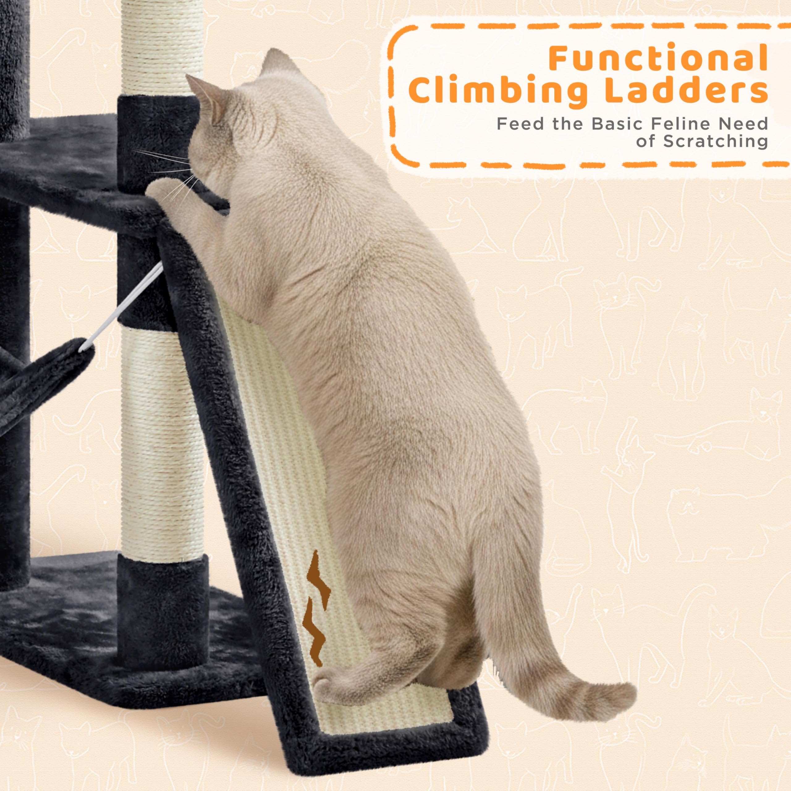 Yaheetech 82.5in Tall Cat Tree for Large Cats, Sturdy Multi-Level Condo