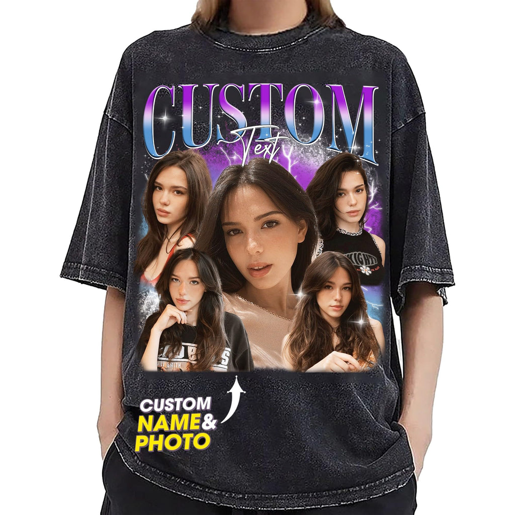 NAZENTI Custom Your Own Bootleg Tee, Retro Custom Bootleg Rap Tee, Insert Your Design, Vintage Graphic 90s Tshirt, Couple Shirt, Girlfriend Boyfriend Shirt