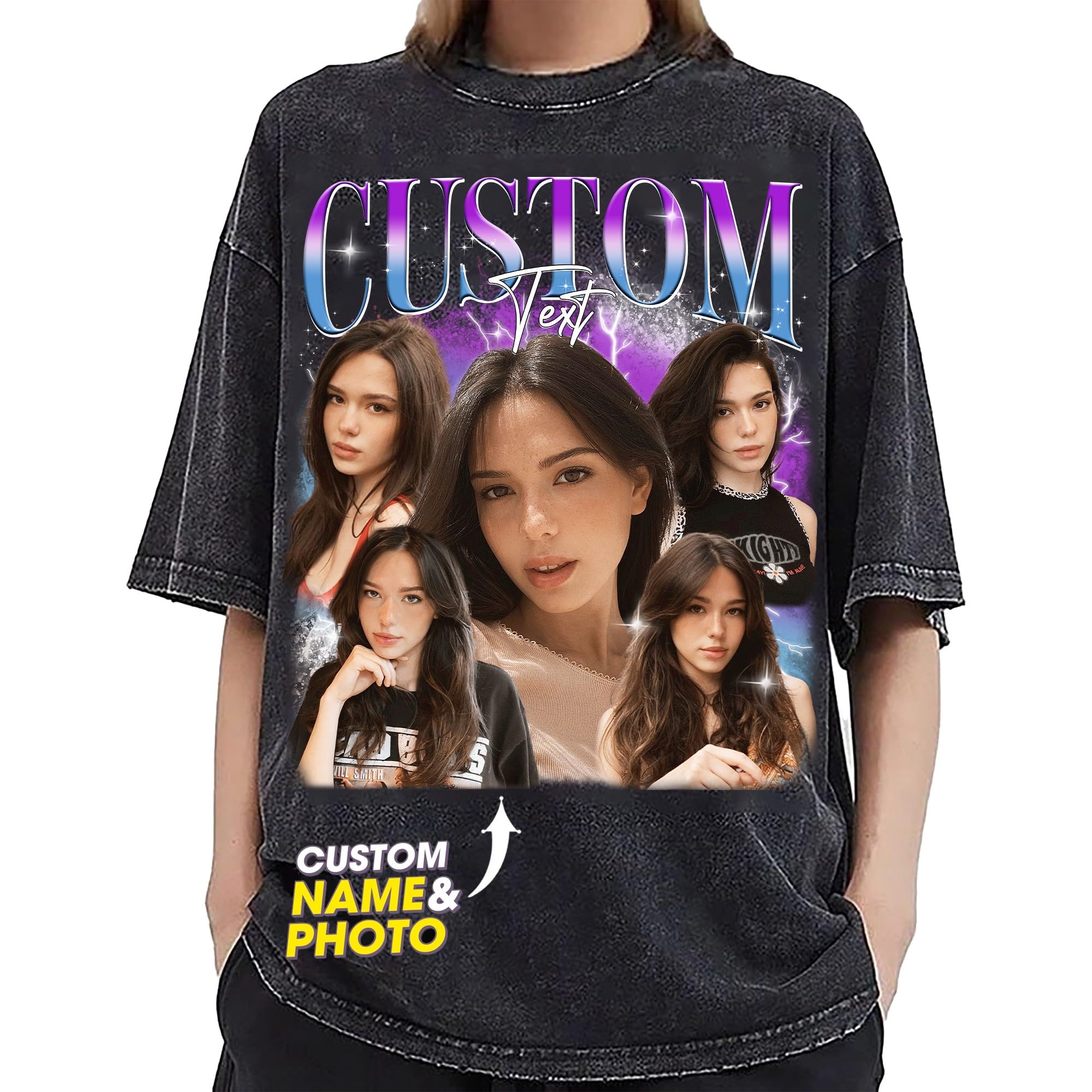 NAZENTI Custom Your Own Bootleg Tee, Retro Custom Bootleg Rap Tee, Insert Your Design, Vintage Graphic 90s Tshirt, Couple Shirt, Girlfriend Boyfriend Shirt