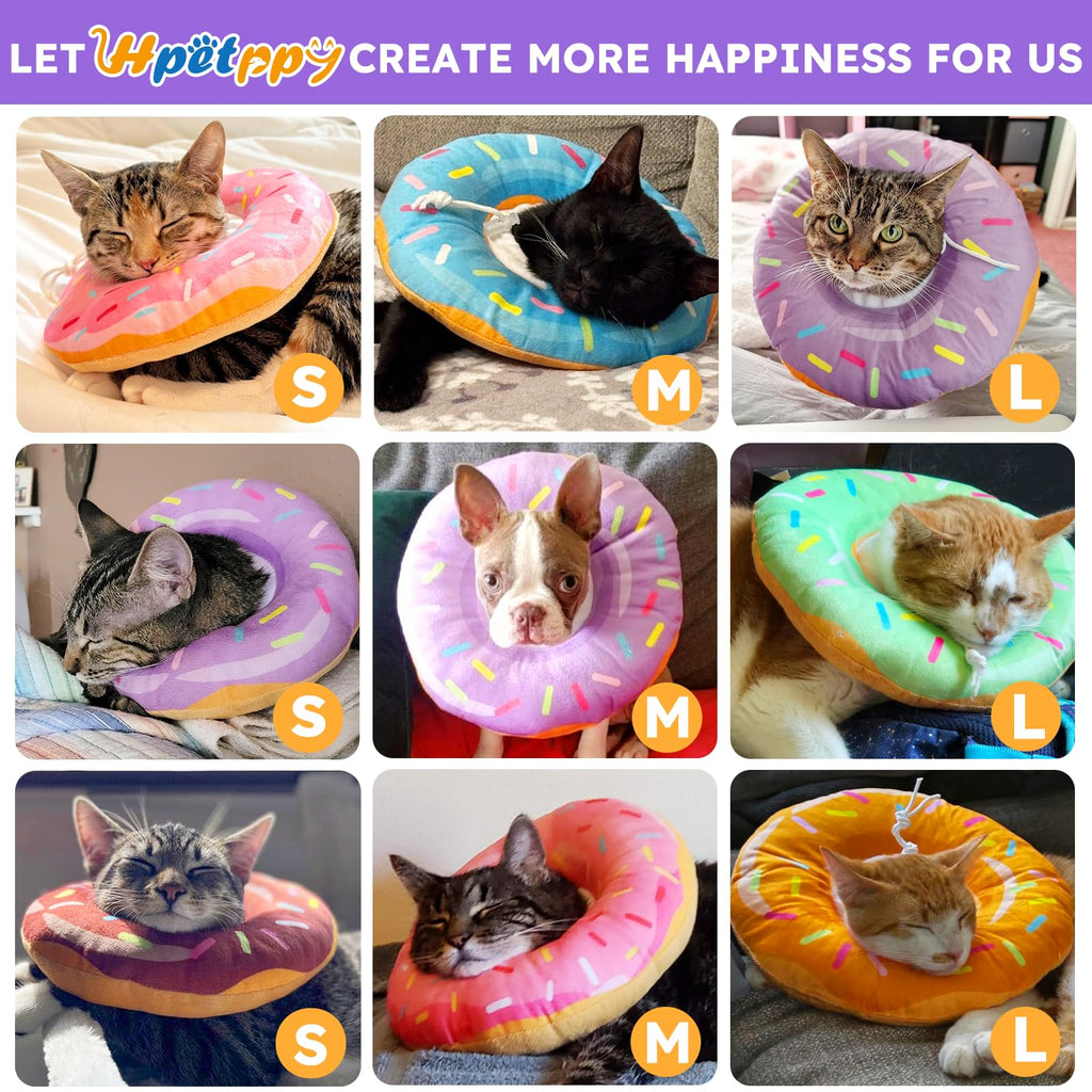 Cat Cone Collar Soft, Cat Recovery Collar for Wound Healing Cute Donut Adjustable Kitten Cones to Stop Licking Comfortable Lightweight Neck Elizabethan Collars for Kittens After Surgery