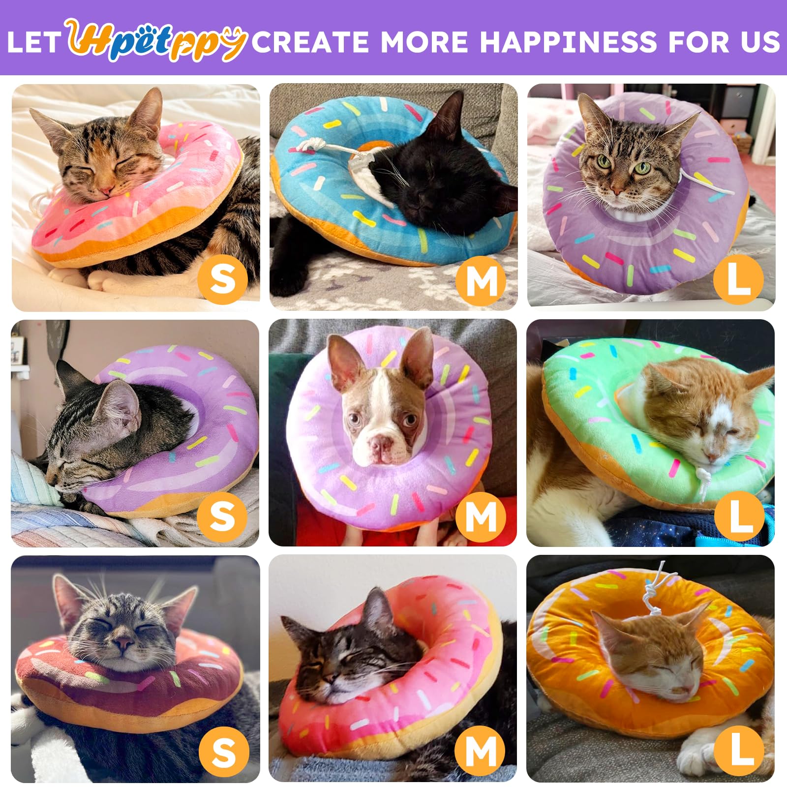 Cat Cone Collar Soft, Cat Recovery Collar for Wound Healing Cute Donut Adjustable Kitten Cones to Stop Licking Comfortable Lightweight Neck Elizabethan Collars for Kittens After Surgery