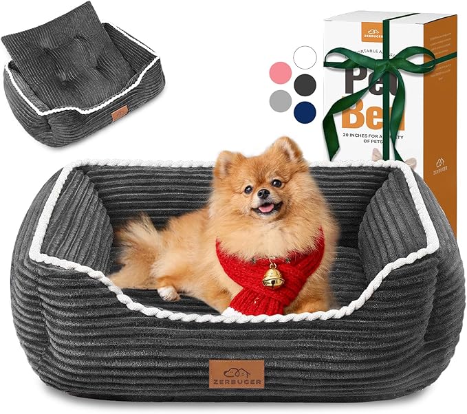 Zerbuger Orthopedic Dog Bed for Medium Dogs,Dog Sofa Beds Supportive Foam Pet Couch Bed with Removable Washable Mat and Nonskid Bottom (Medium, Dark Grey)