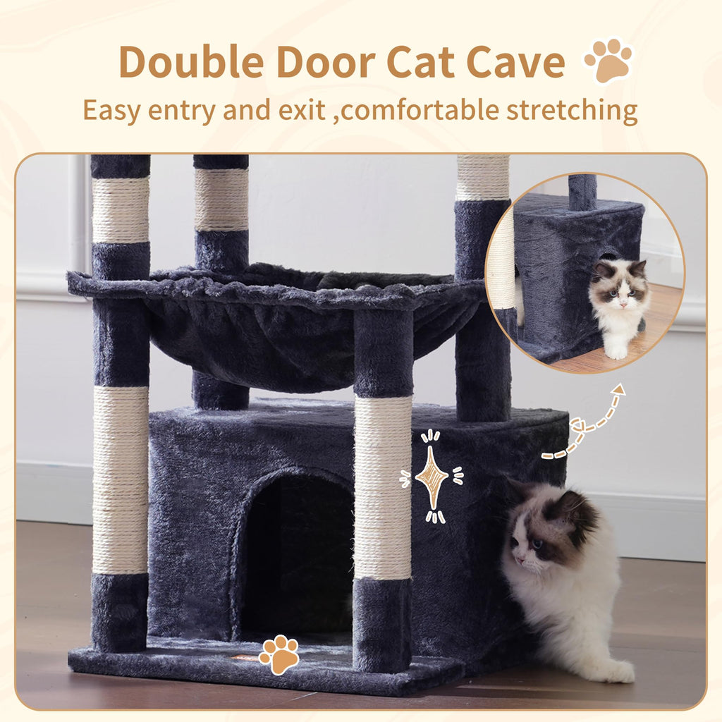 Heybly Cat Tree, Kitten Tower with Large Soft Cat Basket HCT008SG