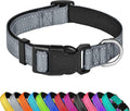 PWOD Reflective Dog Collar, Adjustable Soft Neoprene Padded Nylon Pet Collars with Buckle for Small Dogs, Gray,S