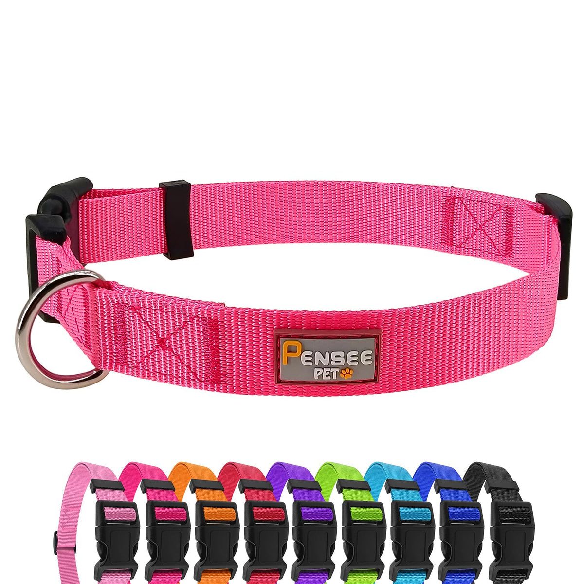 PenSeepet Basic Dog Collar, Adjustable Nylon for Medium Dogs, Green