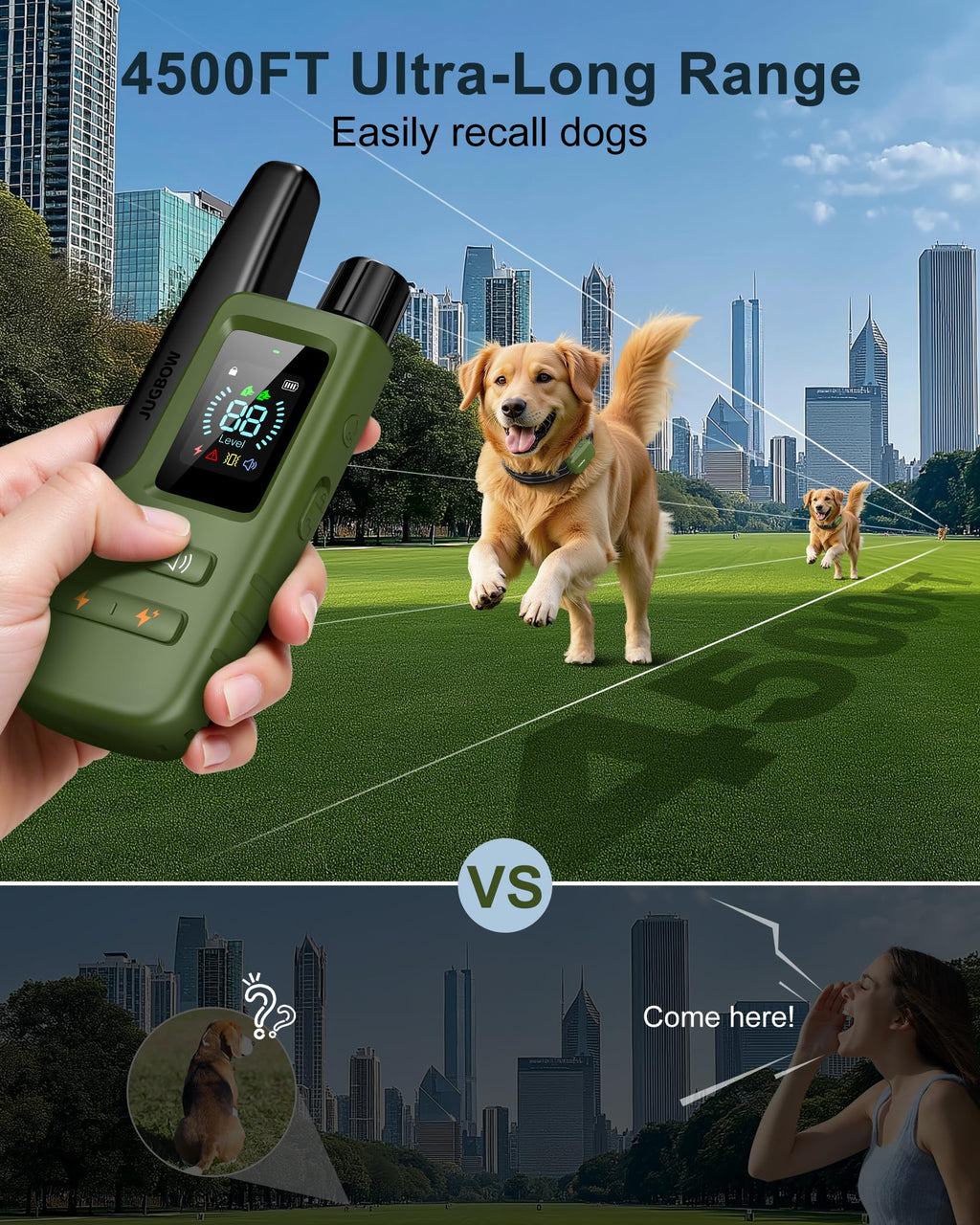 Dog Shock Collar - 4500FT Dog Training Collar with Remote for 10-120lbs Dog