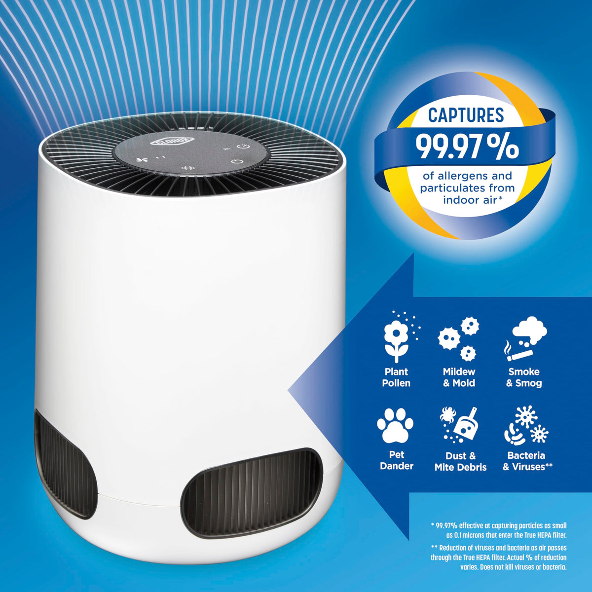 Clorox Small Room Air Purifiers for Bedroom Home, True HEPA Filter